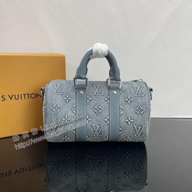 Lv路易威登2023專櫃新款Keepall Bandoulière25手袋 LV褪色丹寧男士單肩斜挎包 M22762 ydh5081